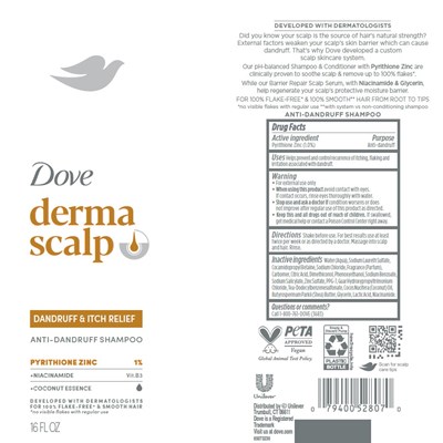 Label (Dove Dermascalp Dandruff And Itch Relief Anti Dandruff Shampoo   Artwork)